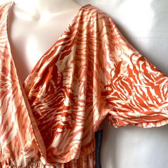 Rachel Roy Crossover Flutter Sleeve Maxi Dress Women 1X Abstract Print Guava NWT - Picture 4 of 12